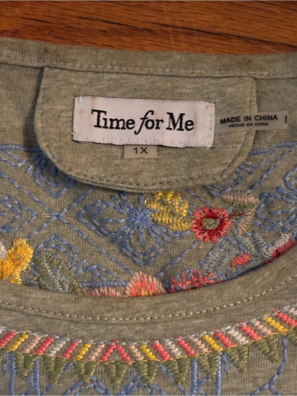 Time for Me Sage Green Embroidered Tunic Top